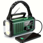 Emergency Radio with 10,000 mAh Power Bank | Solar, Crank & USB-C Charging | LED Light, SOS Alarm & Compass | AM/FM/NOAA