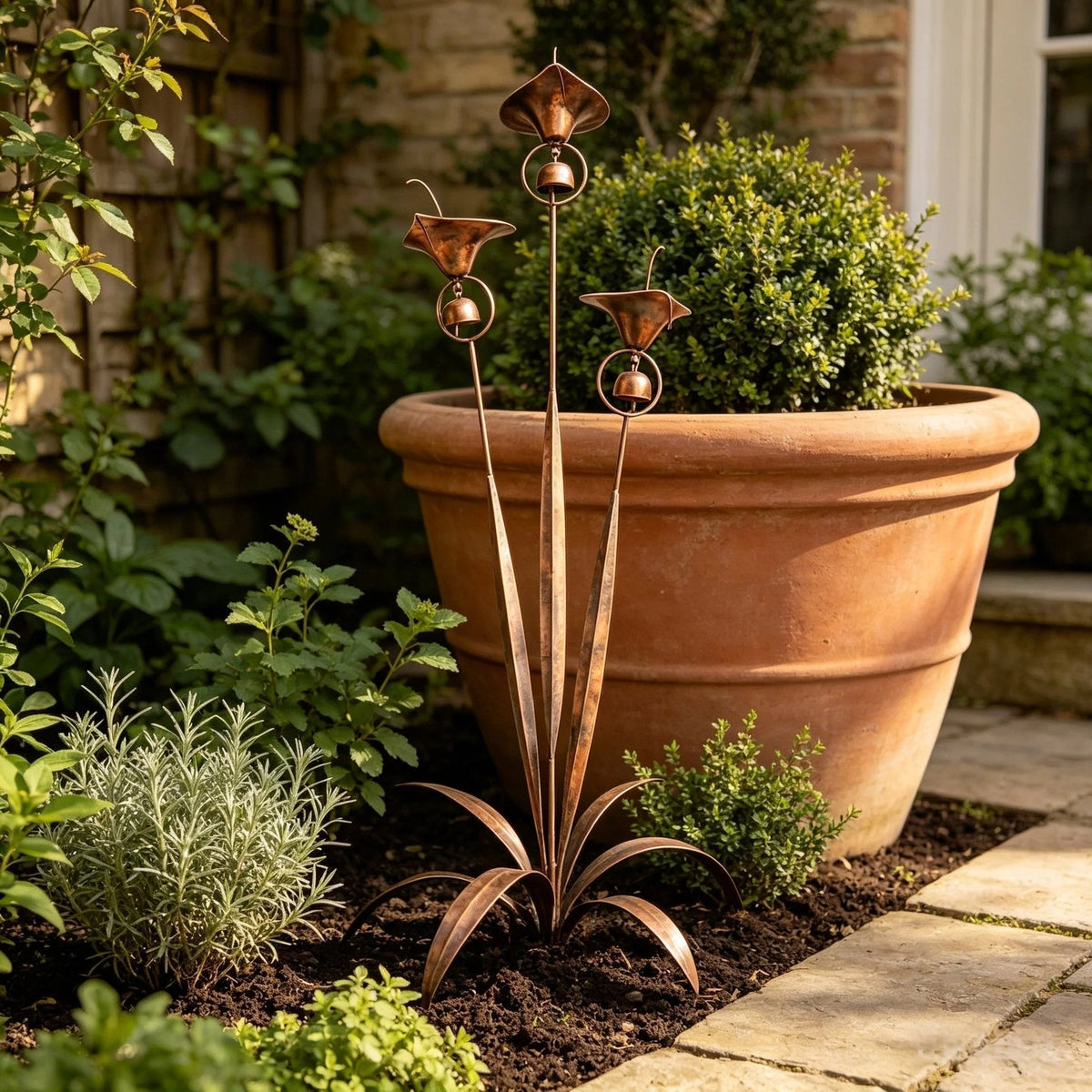 Handcrafted Garden Stake with Wind Chimes