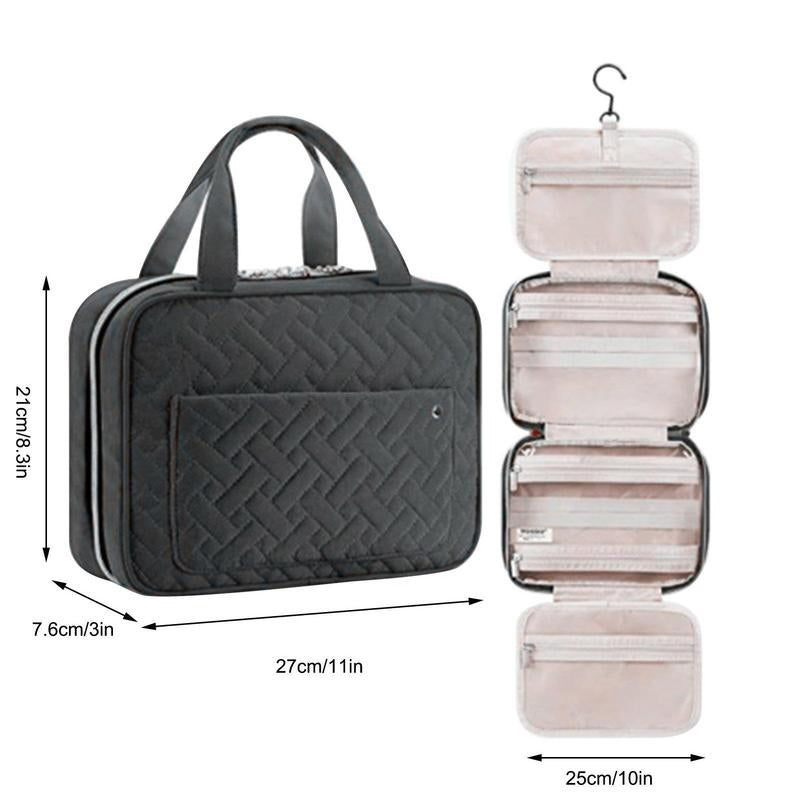 Compact Water-Resistant Travel Cosmetic Organizer | Features 4 Compartments & 360° Hook | Suitable for Men & Women