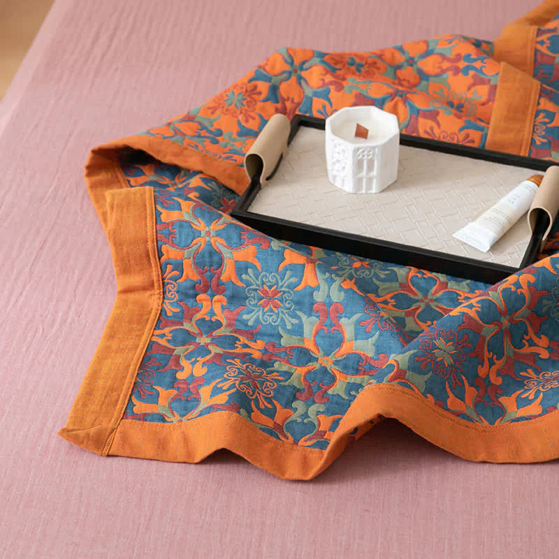 Blue Patterned Six-Layer Cotton Quilt – Comfort Blanket