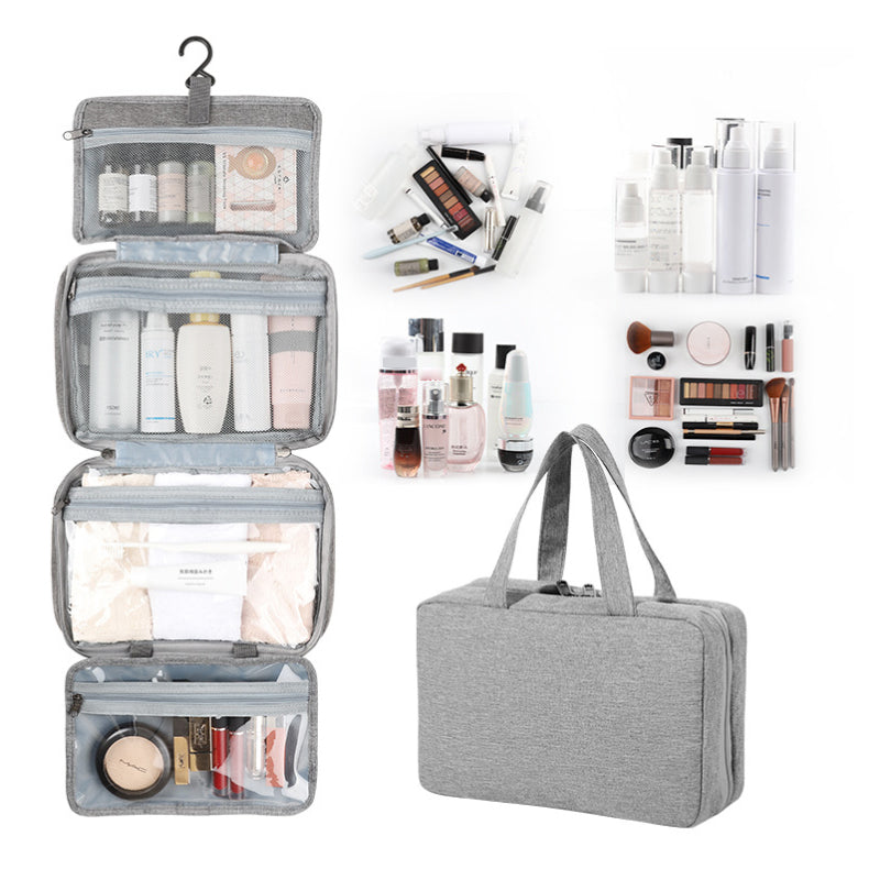 Compact Water-Resistant Travel Cosmetic Organizer | Features 4 Compartments & 360° Hook | Suitable for Men & Women