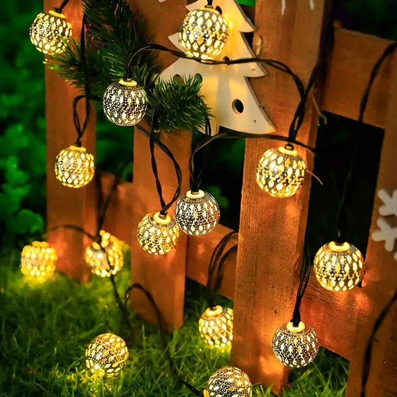 Moroccan Metal Ball String Lights for Terrace