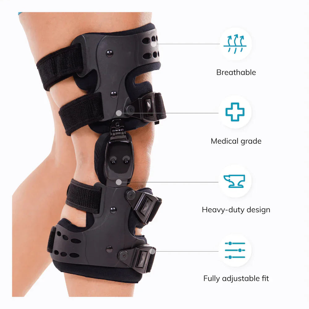 Medical OA Offloading Knee Brace | Unicompartimental Osteoarthritis Orthosis | Varus/Valgus Correction & Range of Motion Control | Medial & Lateral Relief | Adjustable ROM