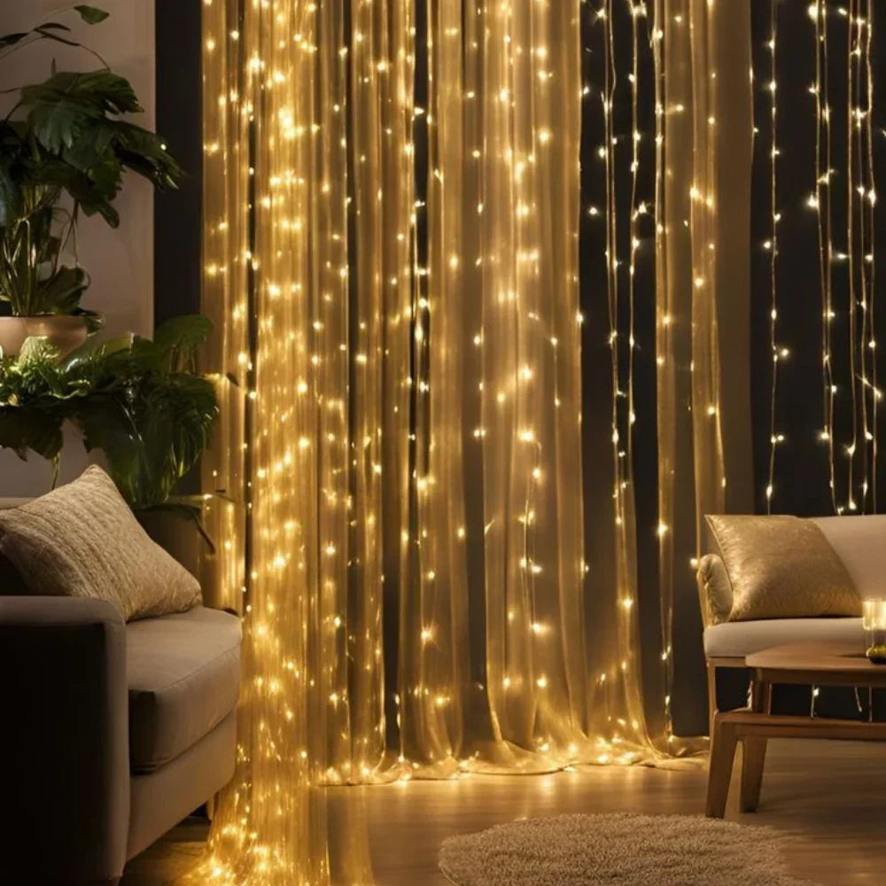 Warm White LED Curtain Lights for Garden and Balcony Decoration
