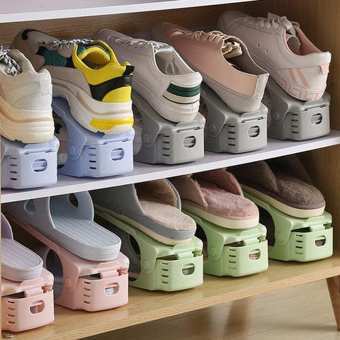 6-Piece Shoe Organizer Set for Wardrobe | Space-Saving Double Storage Shoe Rack | Stackable Shoe Holder
