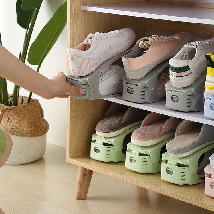 6-Piece Shoe Organizer Set for Wardrobe | Space-Saving Double Storage Shoe Rack | Stackable Shoe Holder