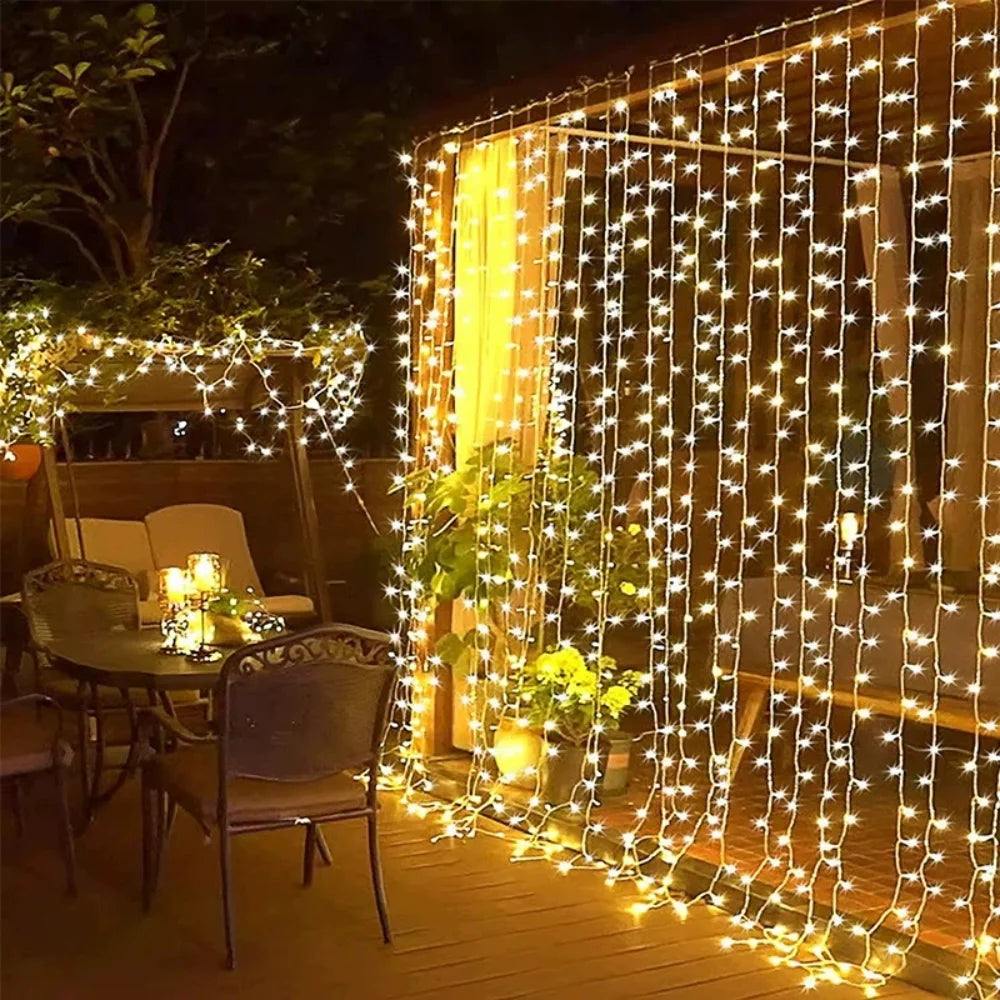 Warm White LED Curtain Lights for Garden and Balcony Decoration