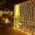 Warm White LED Curtain Lights for Garden and Balcony Decoration
