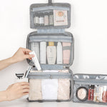 Compact Water-Resistant Travel Cosmetic Organizer | Features 4 Compartments & 360° Hook | Suitable for Men & Women