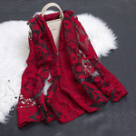 Cut Flower Hollow Motif Silk Scarf