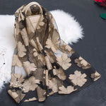 Cut Flower Hollow Motif Silk Scarf