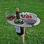 Portable Foldable Wooden Picnic Table with Wine Holder | Outdoor Table for 2 | Ideal for Camping, Beach, and Travel