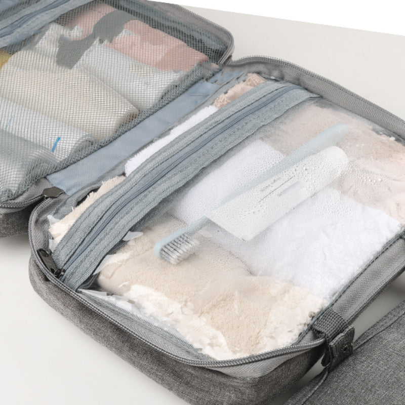 Compact Water-Resistant Travel Cosmetic Organizer | Features 4 Compartments & 360° Hook | Suitable for Men & Women