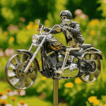 Garden Wind Spinner Featuring Skeleton Rider for Motorcycles