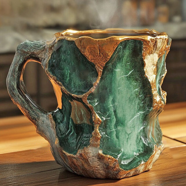 Handcrafted Mineral Crystal Coffee Mugs | Insulating & Microwave Safe | 350–450 ml