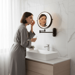 LED Magnifying Mirror with Adjustable Lighting and Rechargeable Battery