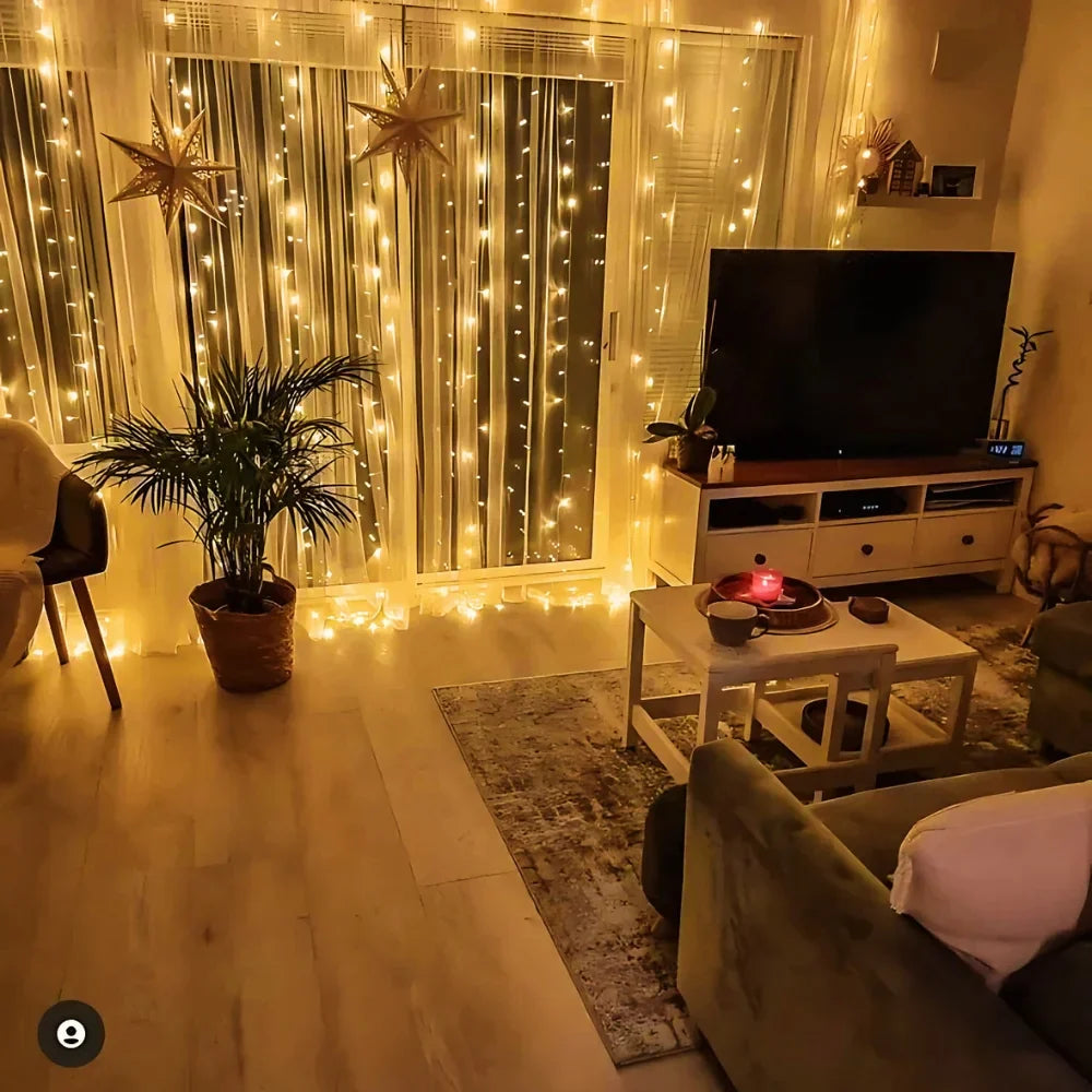 Warm White LED Curtain Lights for Garden and Balcony Decoration