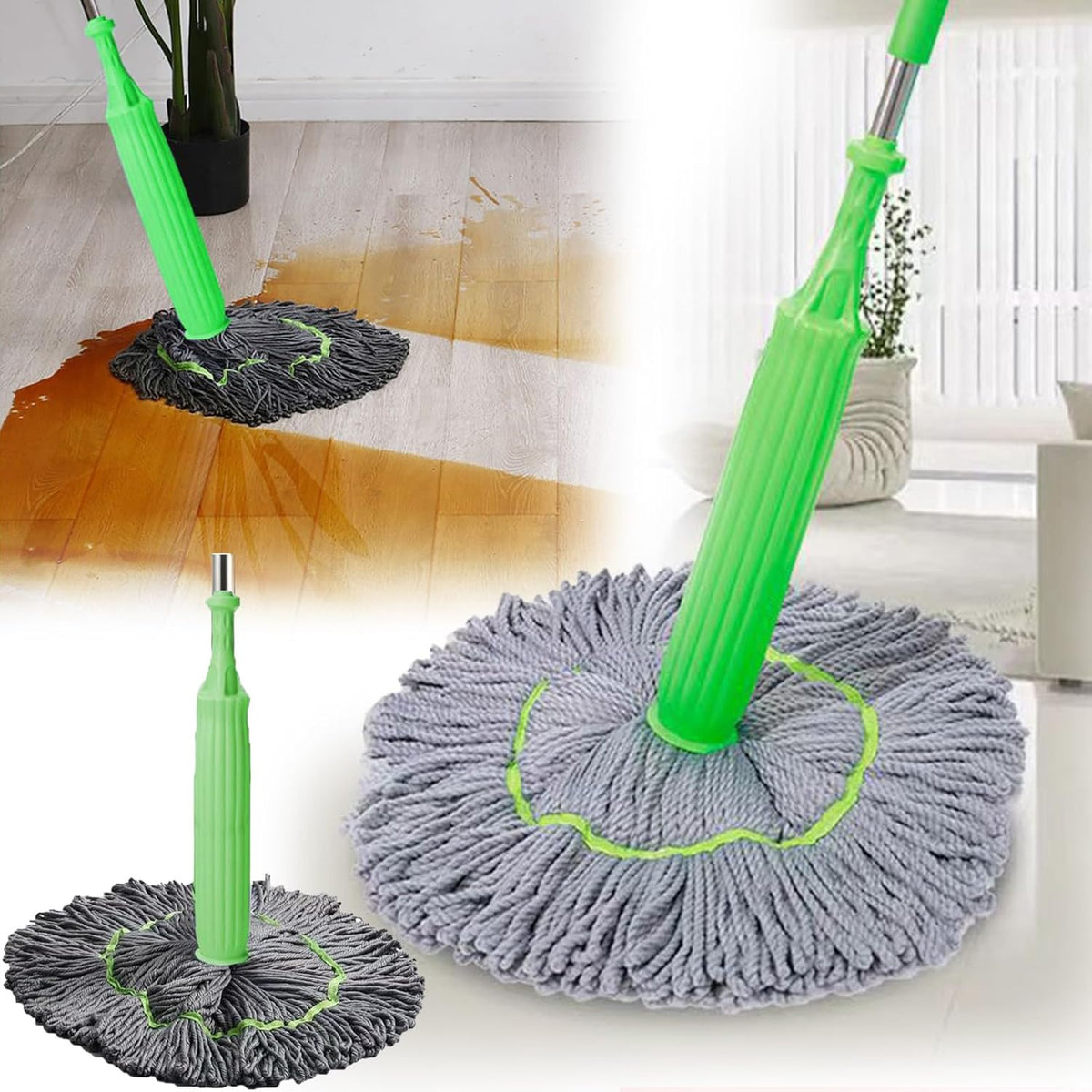 2-in-1 Mop with Built-in Wringer | Self-Draining Floor Mop for Tiles, Laminate, and Wood | Quick Drying Without Hand Use