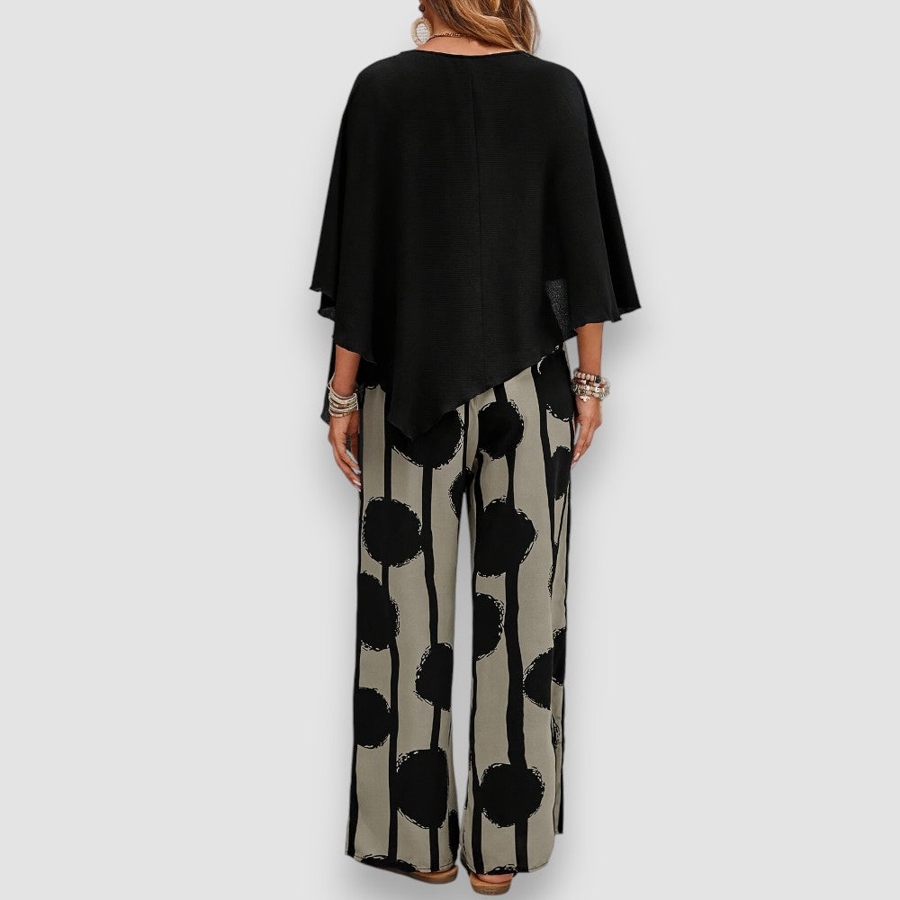 Women's Asymmetrical Two-Piece Set | Elegant Outfit with Tailored Pants for Chic Style