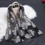Cut Flower Hollow Motif Silk Scarf