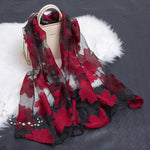 Cut Flower Hollow Motif Silk Scarf