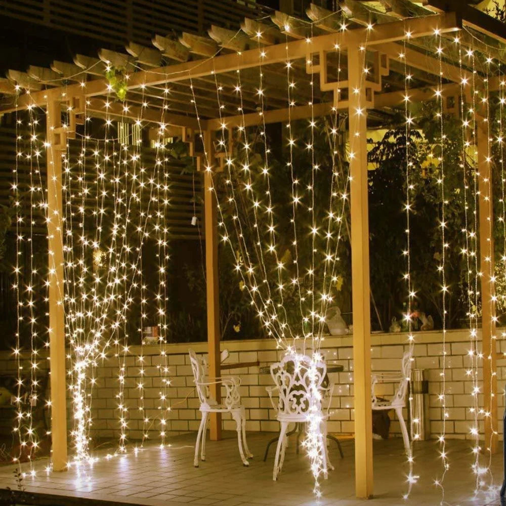 Warm White LED Curtain Lights for Garden and Balcony Decoration