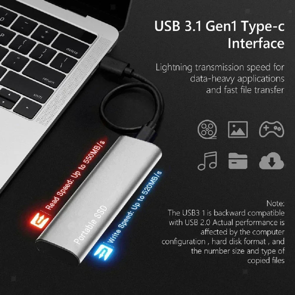 External Portable SSD | High-Speed Solid State Drive | Black