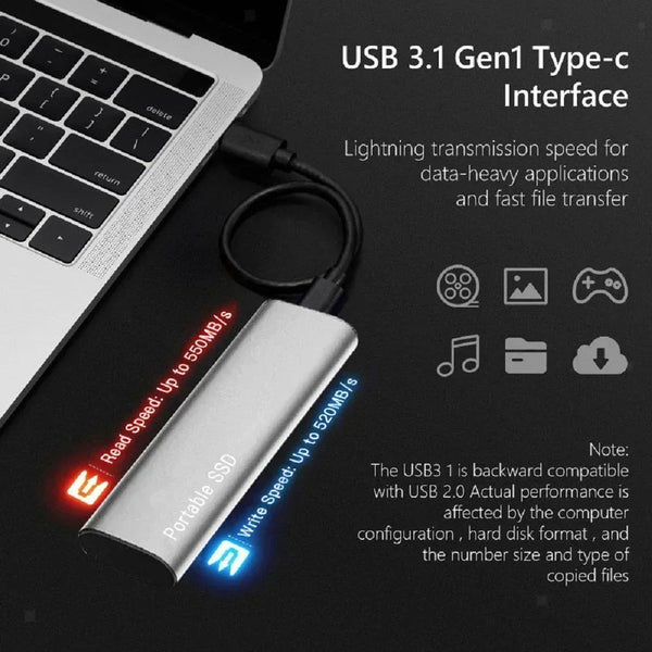 External Portable SSD | High-Speed Solid State Drive | Black