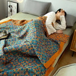 Blue Patterned Six-Layer Cotton Quilt – Comfort Blanket