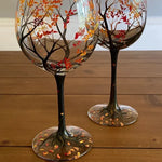 Hand-Painted Art Wine Glasses Featuring Four Seasons Design