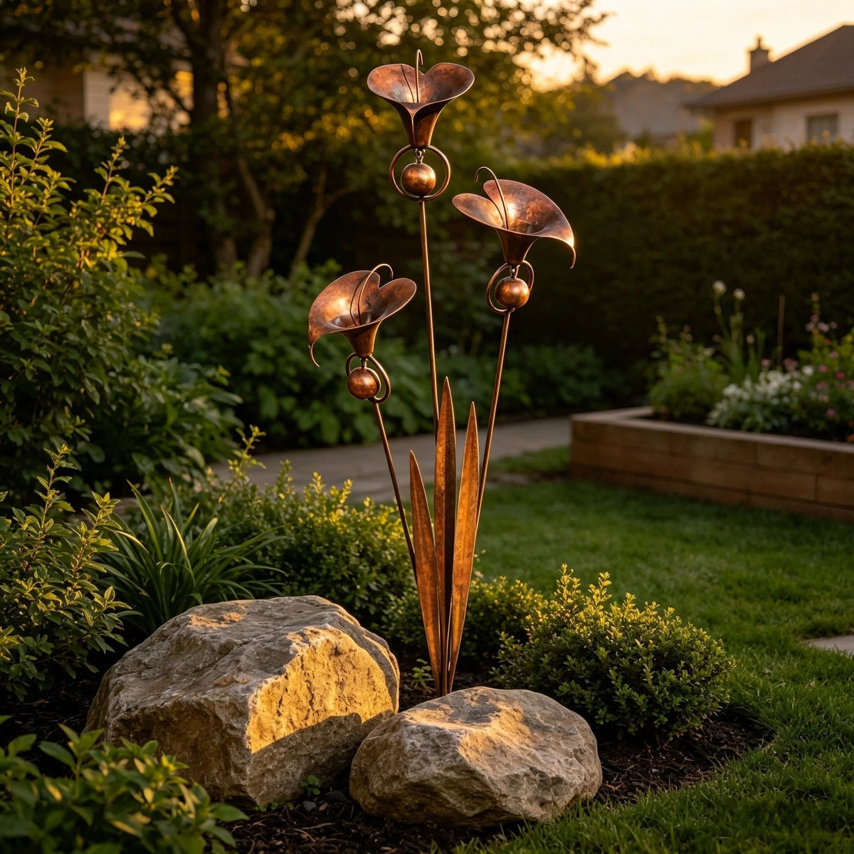 Handcrafted Garden Stake with Wind Chimes