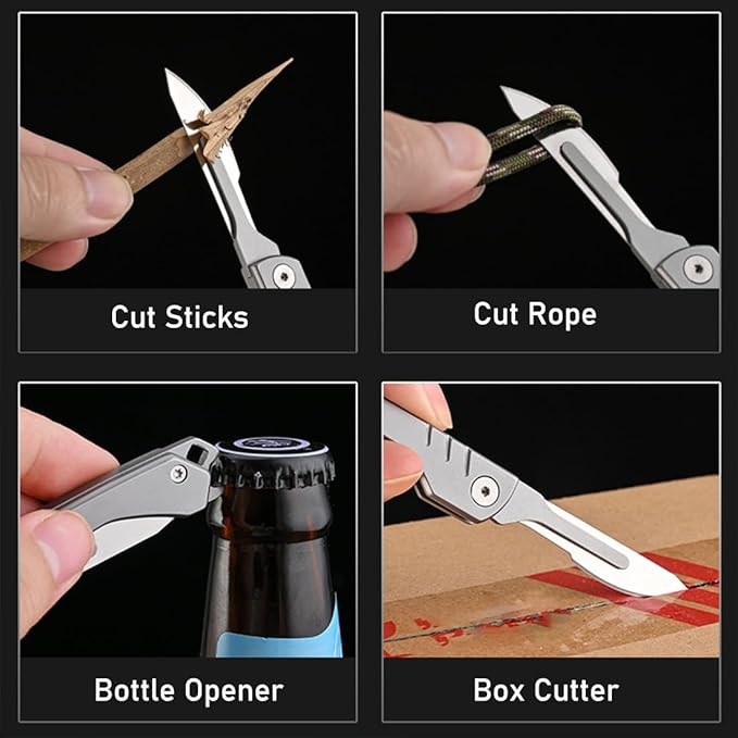 Folding Precision Knife with 10 Replacement Blades | Compact Stainless Steel Craft Knife for DIY and Detailed Work