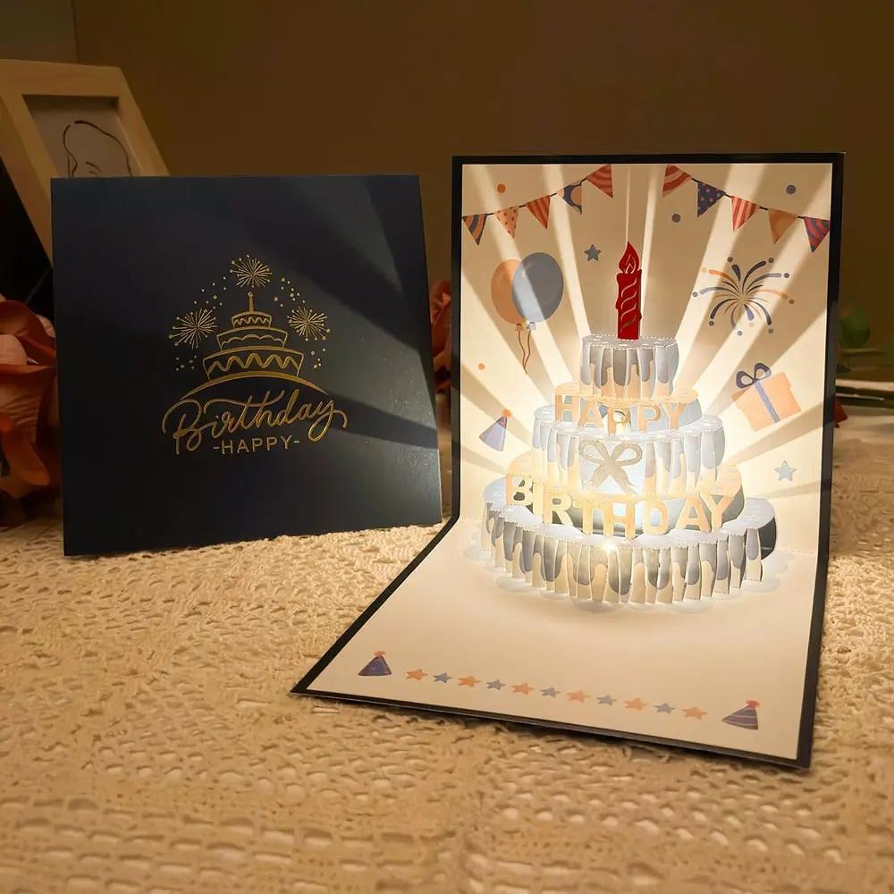 Handcrafted 3D Pop-up Birthday Card with LED Light and Music