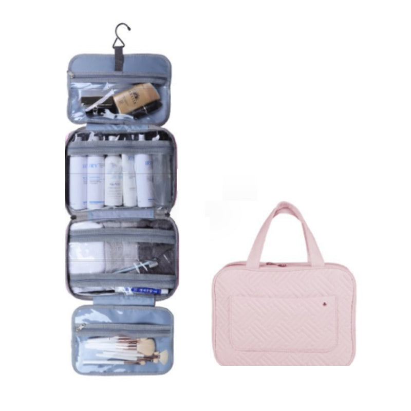 Compact Water-Resistant Travel Cosmetic Organizer | Features 4 Compartments & 360° Hook | Suitable for Men & Women