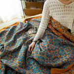 Blue Patterned Six-Layer Cotton Quilt – Comfort Blanket