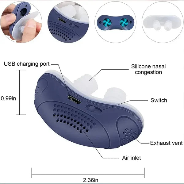Silent, Compact Micro-CPAP Anti-Snoring Device