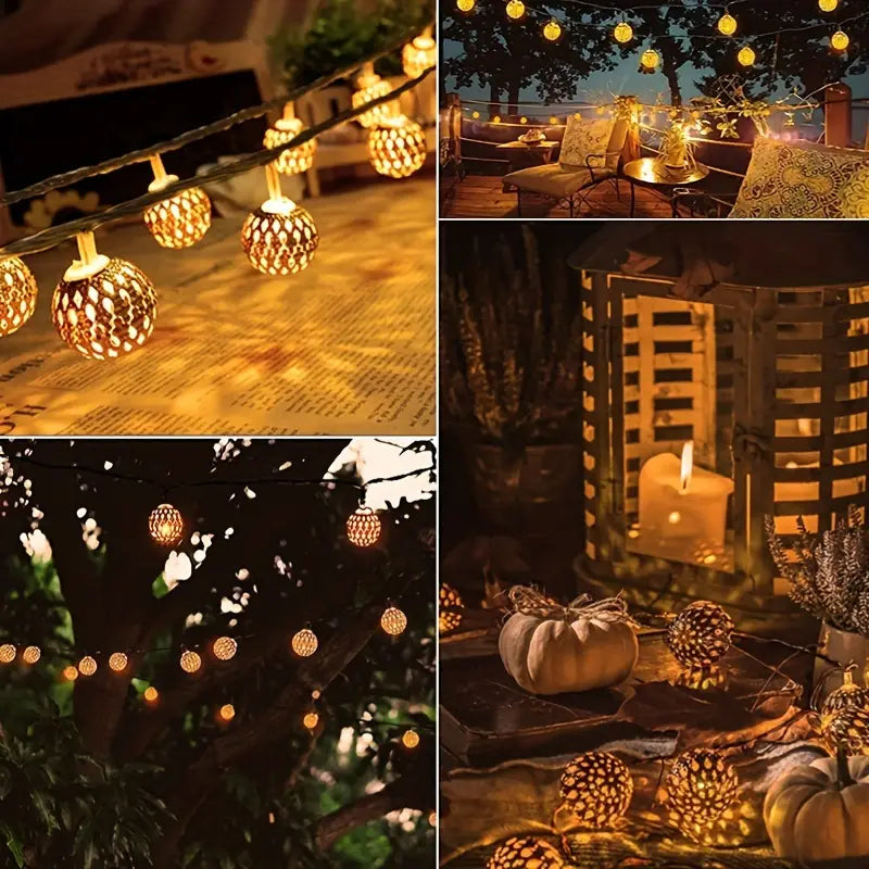 Moroccan Metal Ball String Lights for Terrace