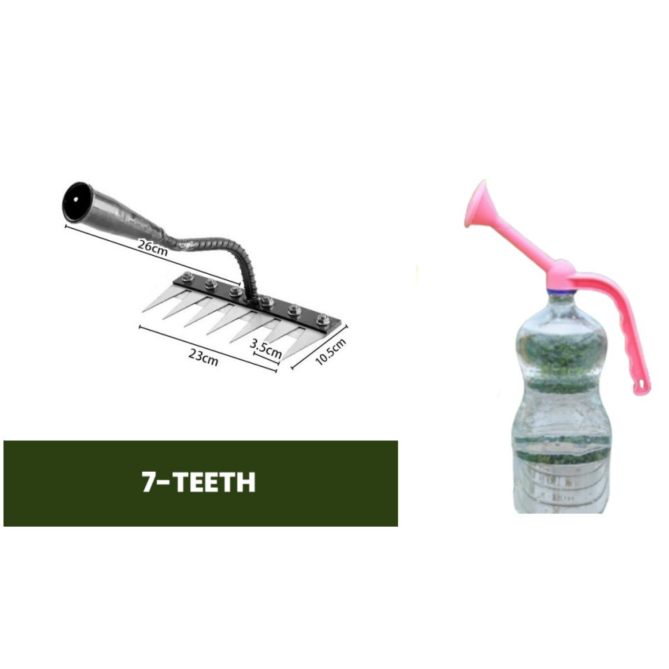 Garden Rake Made of Carbon Steel – Weed Remover, 5–8 Teeth, Sturdy & Rust-Free