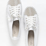 Glitter Metallic Women's Sneakers | Shimmering Casual Shoes | Comfortable Everyday Footwear with 3 cm Heel