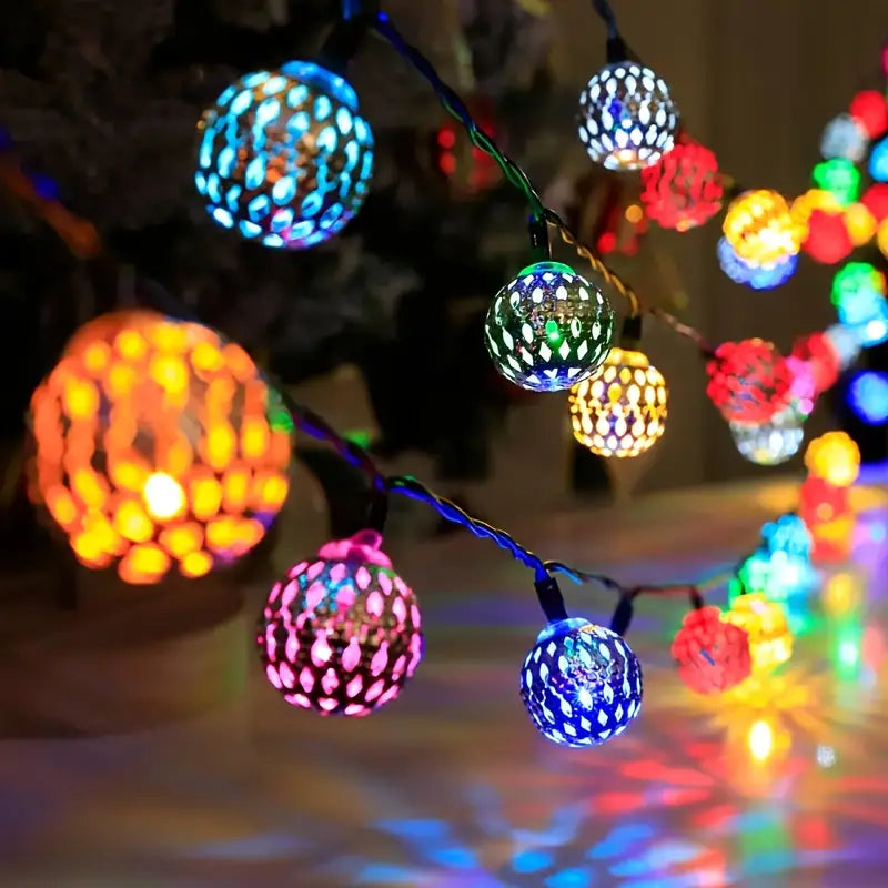 Moroccan Metal Ball String Lights for Terrace