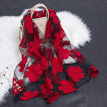 Cut Flower Hollow Motif Silk Scarf