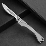 Folding Precision Knife with 10 Replacement Blades | Compact Stainless Steel Craft Knife for DIY and Detailed Work