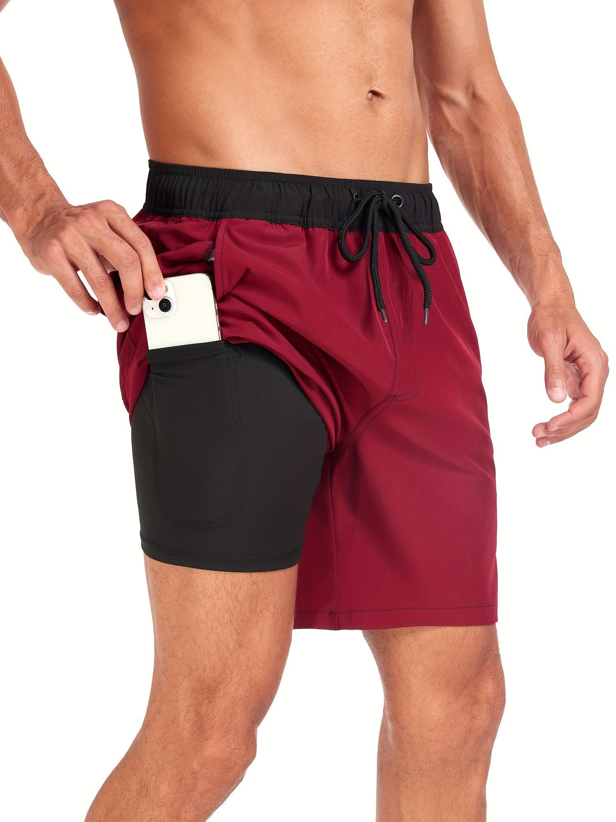 Men's Quick-Drying Stretch Swim Shorts with Phone Pocket