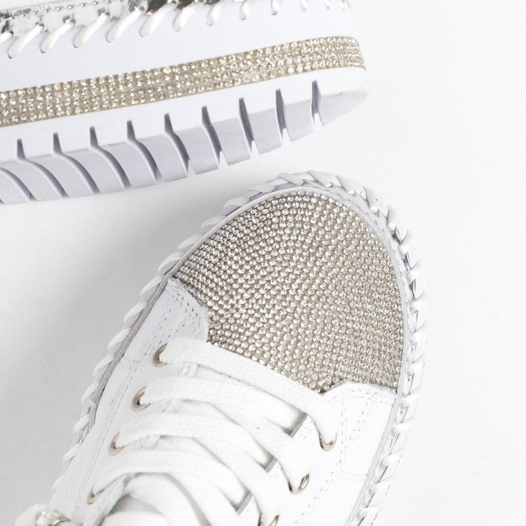 Glitter Metallic Women's Sneakers | Shimmering Casual Shoes | Comfortable Everyday Footwear with 3 cm Heel