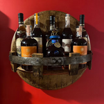 Rustic Solid Wood Round Whiskey Barrel Wall Shelf