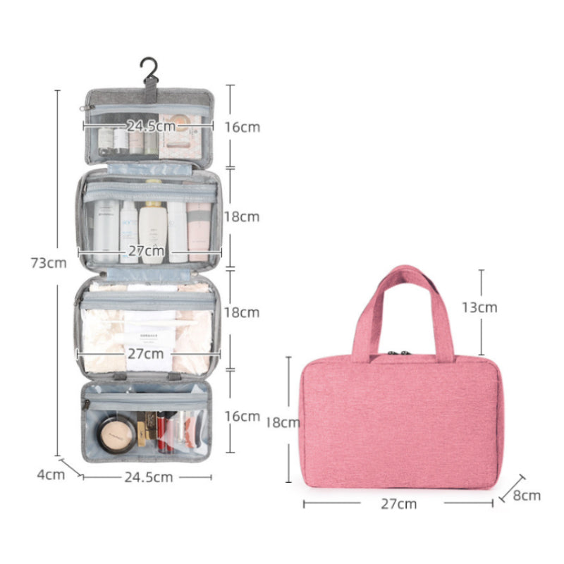 Compact Water-Resistant Travel Cosmetic Organizer | Features 4 Compartments & 360° Hook | Suitable for Men & Women