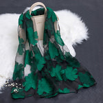 Cut Flower Hollow Motif Silk Scarf