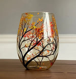 Hand-Painted Art Wine Glasses Featuring Four Seasons Design