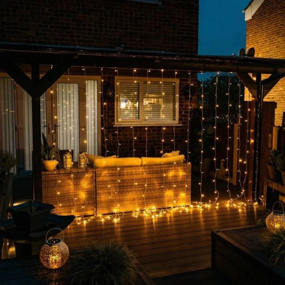 Warm White LED Curtain Lights for Garden and Balcony Decoration