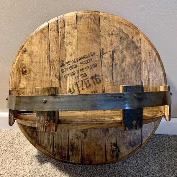 Rustic Solid Wood Round Whiskey Barrel Wall Shelf